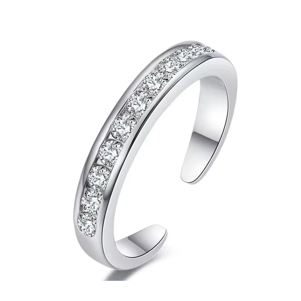 NEW White Gold Filled Adjustable Pinky‎ Toe Midi Channel Band Ring